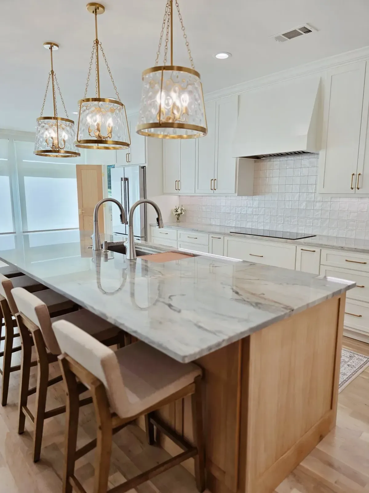 Custom kitchen island in natural wood