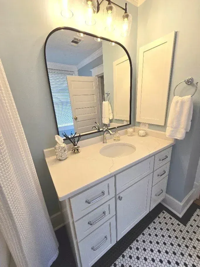 Custom double bathroom vanity with drawers built in Auburn AL